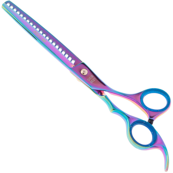 Geib Gold Rainbow Kiss Chunker 7.5" – Single-Sided Thinning Shears, 21 Teeth, Premium Rainbow Finish