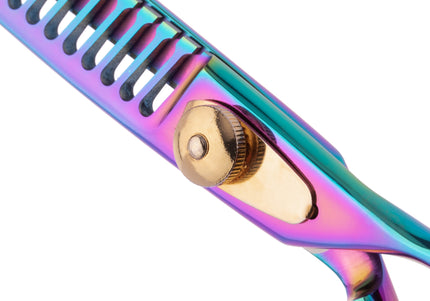 Geib Gold Rainbow Kiss Chunker 7.5" – Single-Sided Thinning Shears, 21 Teeth, Premium Rainbow Finish