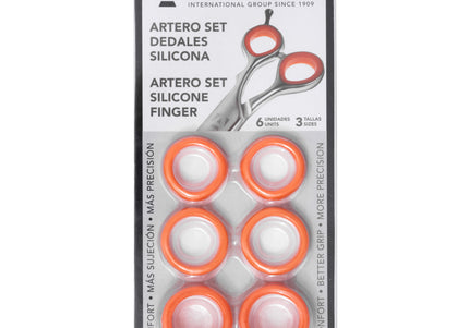 Artero Silicone Finger Rings Set – 6 Interchangeable Orange Scissor Inserts, Comfortable Grip