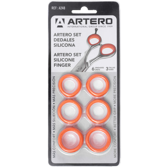 Artero Silicone Finger Rings Set – 6 Interchangeable Orange Scissor Inserts, Comfortable Grip