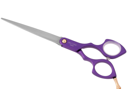 Madan Straight Grooming Scissors 6.5" – Ultra-Light Japanese Steel, Aluminum Handle, Purple