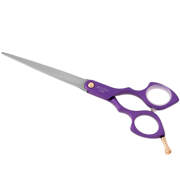 Madan Straight Grooming Scissors 6.5" – Ultra-Light Japanese Steel, Aluminum Handle, Purple