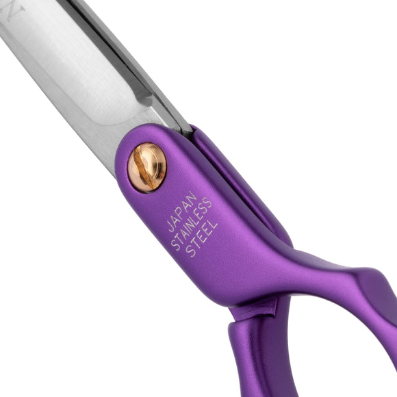 Madan Straight Grooming Scissors 6.5" – Ultra-Light Japanese Steel, Aluminum Handle, Purple