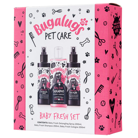Bugalugs Baby Fresh Gift Set – Gentle Puppy Grooming Essentials with Mild Scented Shampoo and Spray