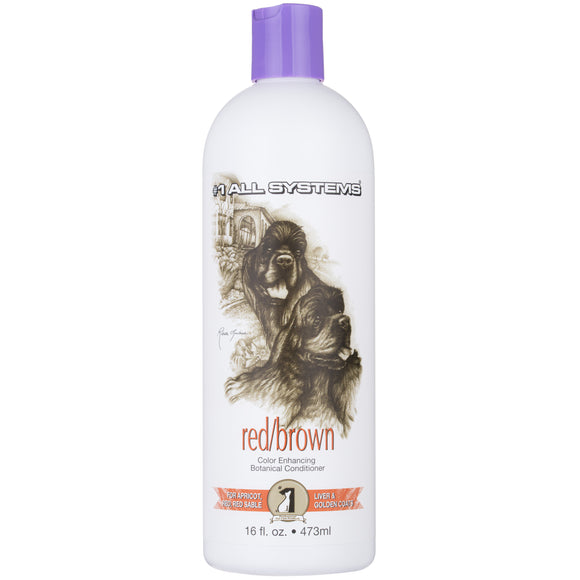 1 All Systems Color Enhancing Botanical Conditioner Red Brown 473ml – Nourishing Formula for Vibrant Dark Coats