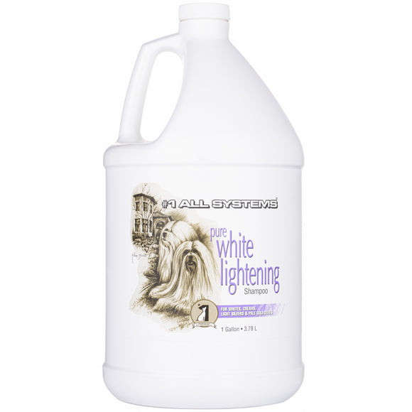 1 All Systems Pure White Lightening Shampoo – Brightening Formula, 3.8L, Enhances Coat Radiance