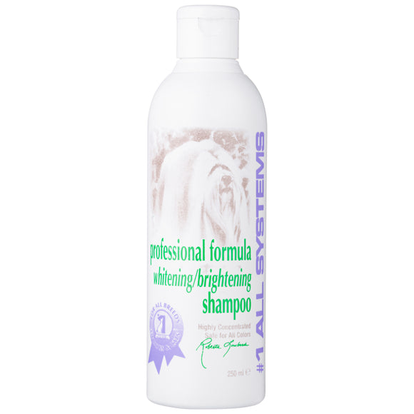 1 All Systems Professional Formula Whitening Shampoo – Stain-Removing Cleanser for All Coat Types, 250ml