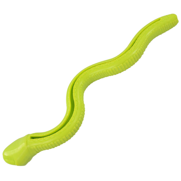 Flamingo Sneaky Snake Dog Toy – 42cm Rubber Treat Dispenser with Squeaker, Lime Green
