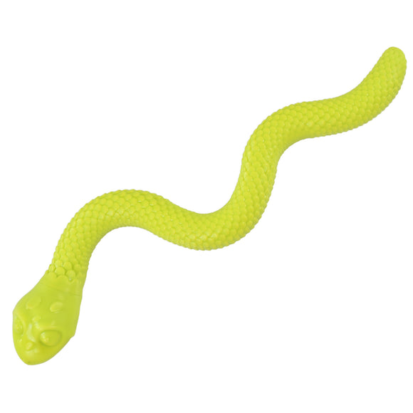 Flamingo Sneaky Snake Dog Toy – 42cm Rubber Treat Dispenser with Squeaker, Lime Green