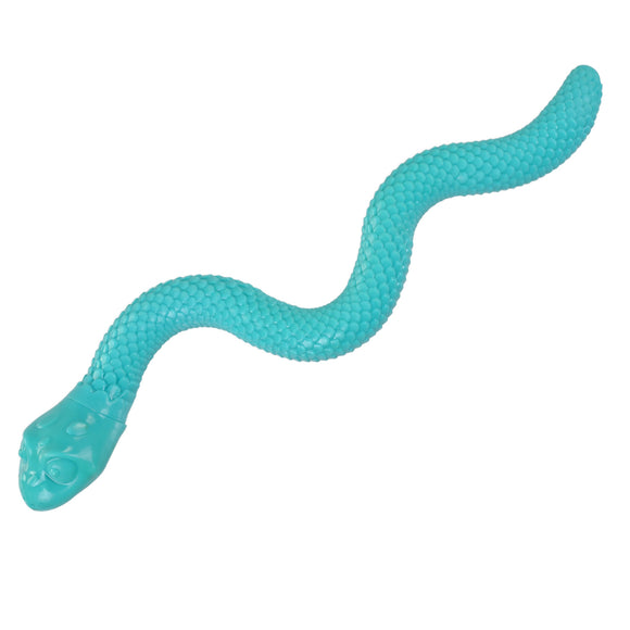 Flamingo Sneaky Snake Dog Toy – 42cm Rubber Treat Dispenser with Squeaker, Lime Green