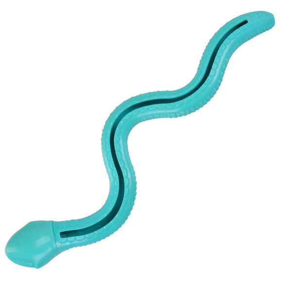 Flamingo Sneaky Snake Dog Toy – 42cm Rubber Treat Dispenser with Squeaker, Lime Green