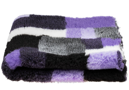 DryBed A+ Anti-Slip Grooming Bed – Purple Check Patchwork, 150x100cm, Durable Comfort