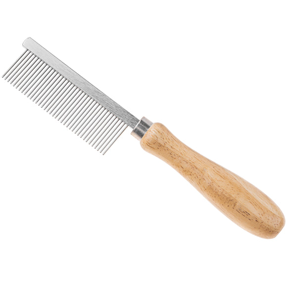 Miranda Metal Grooming Comb with Wooden Handle – Medium Width, Durable Design