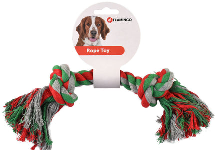 Flamingo Tricolor Rope Chew Toy – Durable Braided Red Rope, 30cm, Promotes Healthy Play