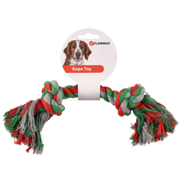 Flamingo Tricolor Rope Chew Toy – Durable Braided Red Rope, 30cm, Promotes Healthy Play