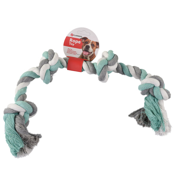 Flamingo Jim 4 Knots Rope Puller 60cm – Durable Mint Cotton Toy, Extra Strong Design