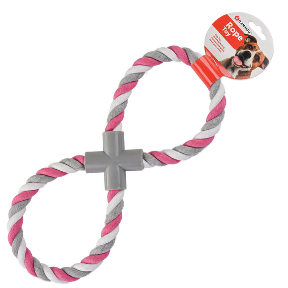 Flamingo Cotton Jim Pull Rope Toy 37cm – Figure Eight Durable Mint Rope Puller