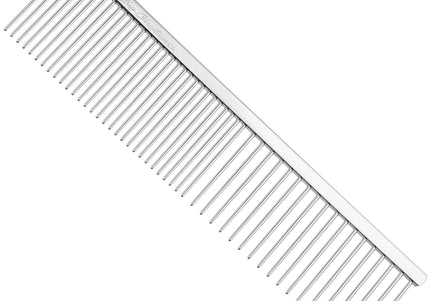 Chris Christensen Buttercomb 7.5in Fine/Coarse Long Tooth Greyhound Style – Solid Stainless Steel, Versatile for Mixed Coats