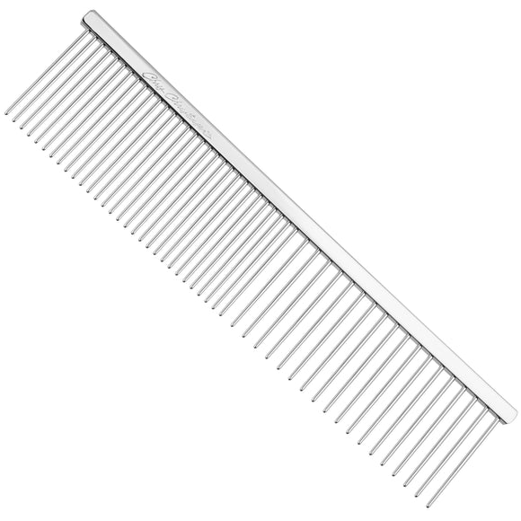 Chris Christensen Buttercomb 7.5in Fine/Coarse Long Tooth Greyhound Style – Solid Stainless Steel, Versatile for Mixed Coats