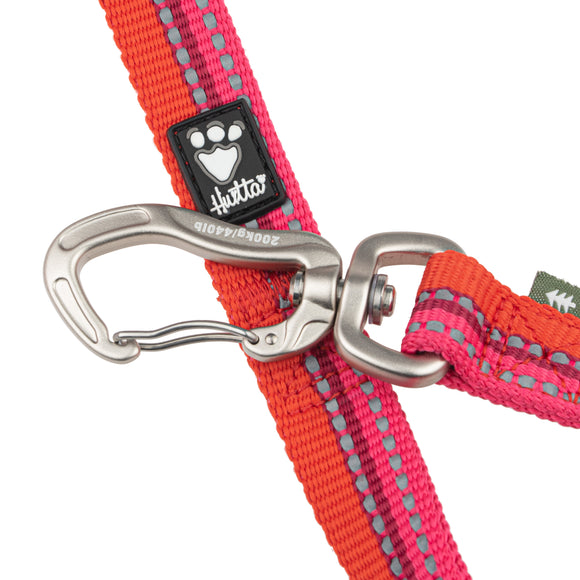 Hurtta Adjustable Leash Eco Rosehip – Padded Handle, Pink and Orange, Durable Design