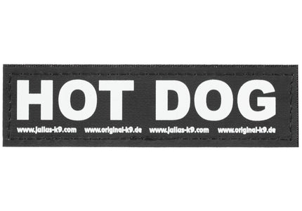 Julius-K9 Hot Dog Patch Set – Velcro Attachment, Small Size, 2 Pieces, Fun Harness Accessory