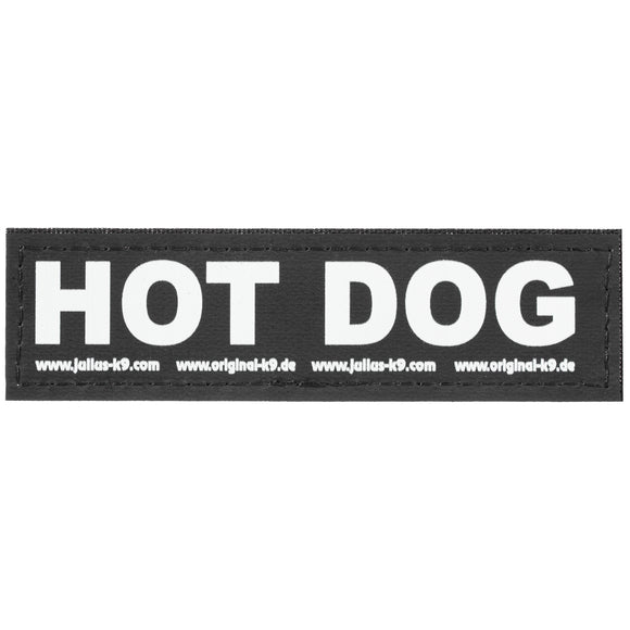 Julius-K9 Hot Dog Patch Set – Velcro Attachment, Small Size, 2 Pieces, Fun Harness Accessory