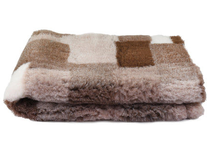Blovi DryBed A+ Anti-Slip Grooming Bed – Beige Brown Check Patchwork, 150x100cm