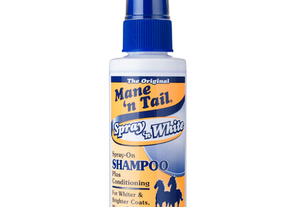 Mane'n Tail Spray'n White Shampoo – Conditioning Spray for White, Gray, and Gold Horse Coats, 118ml