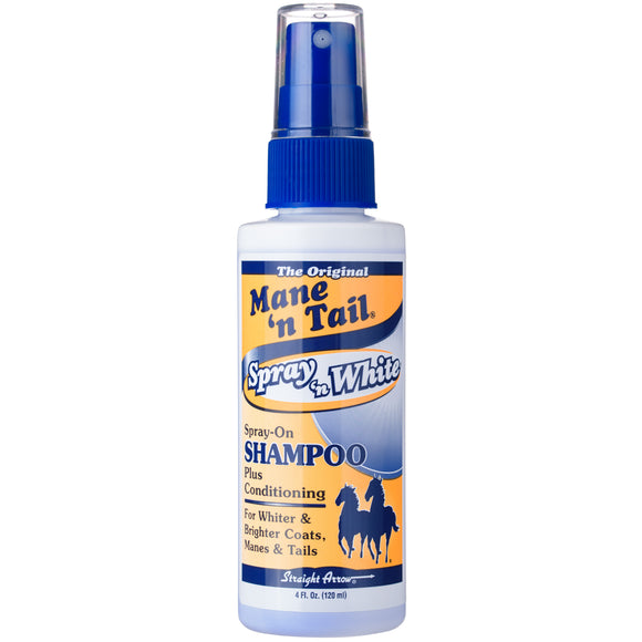 Mane'n Tail Spray'n White Shampoo – Conditioning Spray for White, Gray, and Gold Horse Coats, 118ml