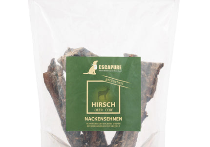 Escapure Hirsch Nackensehnen 450g – Natural Smoked Deer Neck Tendons, Protein-Rich Dog Treats