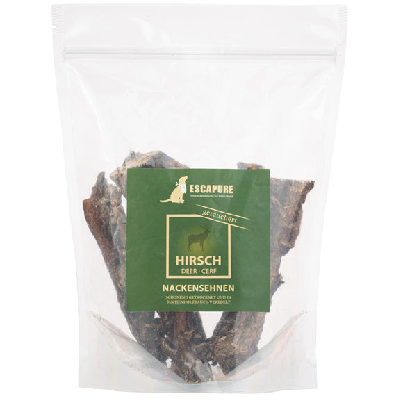 Escapure Hirsch Nackensehnen 450g – Natural Smoked Deer Neck Tendons, Protein-Rich Dog Treats