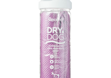 Record Dry Dog Towel 66x43cm – Ultra-Absorbent Microfiber, Quick-Dry, Purple