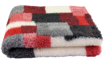 Blovi DryBed A+ Anti-Slip Grooming Bed – Red Gray Check Patchwork, 100x75cm
