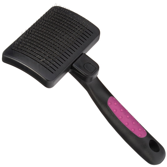 KW Smart Self-Cleaning Card Brush Small – Ergonomic Slicker with Easy Hair Release