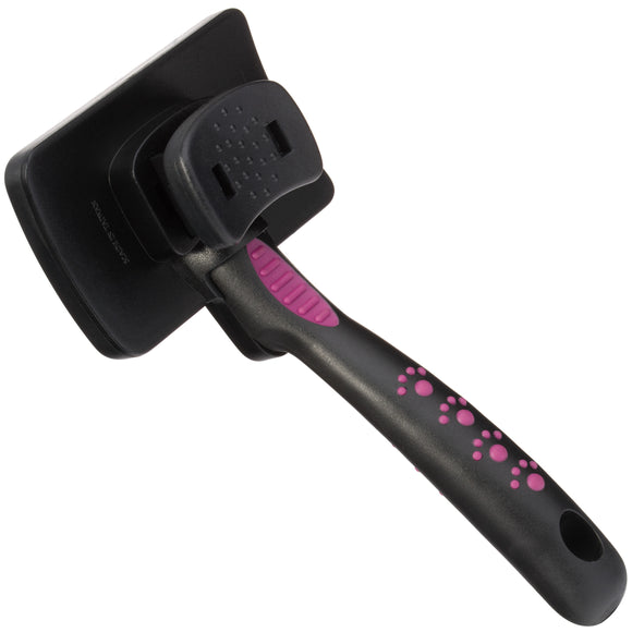 KW Smart Self-Cleaning Card Brush Small – Ergonomic Slicker with Easy Hair Release