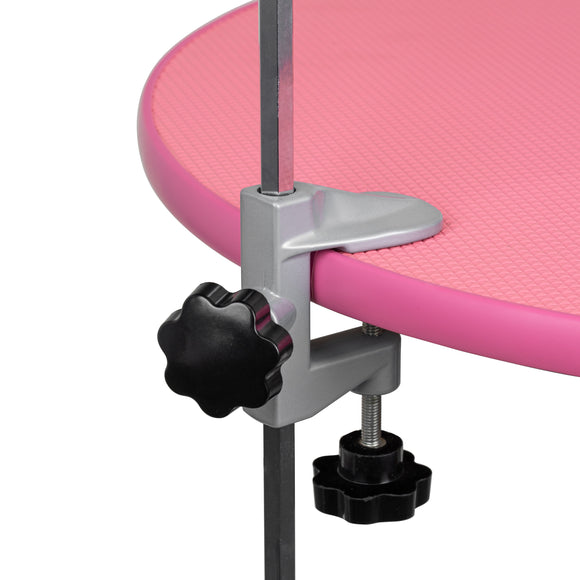 Shernbao Air Lift Grooming Table – 60cm Swivel Top, Pneumatic Height Adjustment, Pink