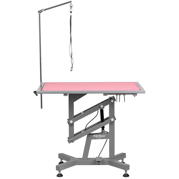 Shernbao Air Lifting Grooming Table – Pneumatic Lift, 80x53cm, Pink Non-Slip Top