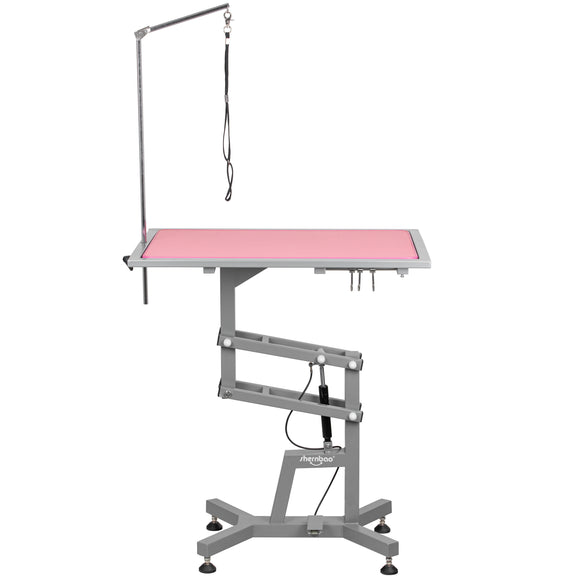 Shernbao Air Lifting Grooming Table – Pneumatic Lift, 80x53cm, Pink Non-Slip Top