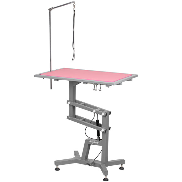Shernbao Air Lifting Grooming Table – Pneumatic Lift, 80x53cm, Pink Non-Slip Top