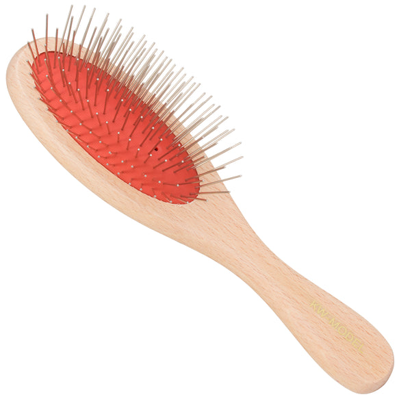 KW Pin Brush Small – Wooden Handle, Metal Pins, Gentle Detangling for Long Coats