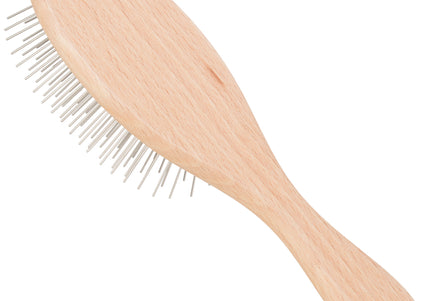 KW Pin Brush Small – Wooden Handle, Metal Pins, Gentle Detangling for Long Coats