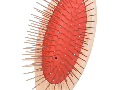 KW Pin Brush Small – Wooden Handle, Metal Pins, Gentle Detangling for Long Coats