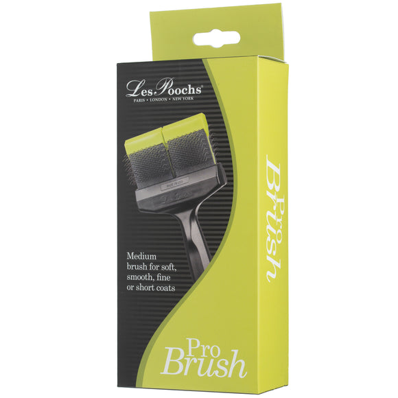 Les Poochs Green Medium Pro Brush 9cm – Original Flexible Grooming Brush, Medium Soft Bristles