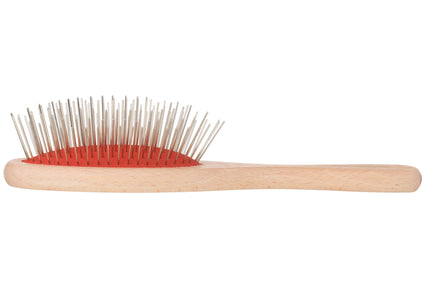 KW Pin Brush Small – Wooden Handle, Metal Pins, Gentle Detangling for Long Coats