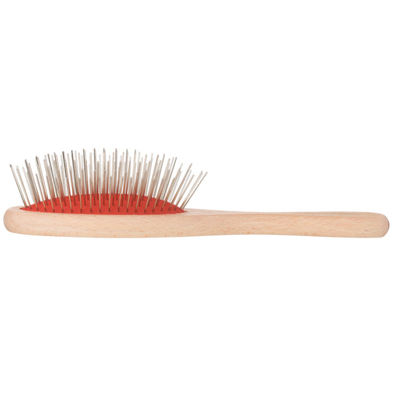 KW Pin Brush Small – Wooden Handle, Metal Pins, Gentle Detangling for Long Coats