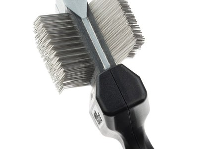 Les Poochs Silver Finishing Brush 9cm – Hard Flexible Grooming Brush for Smooth Results