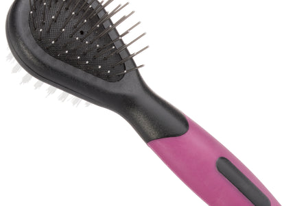 KW Smart Mini 2-Sided Brush – Compact Double-Sided Metal Pin and Nylon Bristles, Gentle Detangling