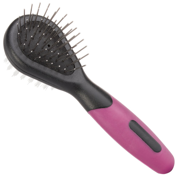 KW Smart Mini 2-Sided Brush – Compact Double-Sided Metal Pin and Nylon Bristles, Gentle Detangling