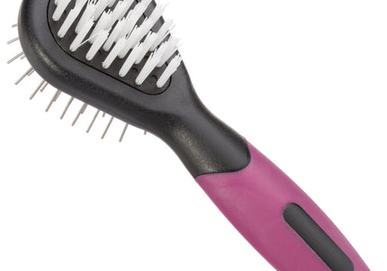 KW Smart Mini 2-Sided Brush – Compact Double-Sided Metal Pin and Nylon Bristles, Gentle Detangling