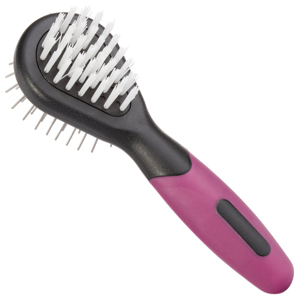 KW Smart Mini 2-Sided Brush – Compact Double-Sided Metal Pin and Nylon Bristles, Gentle Detangling